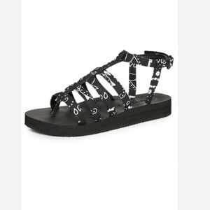 Arizona Love sandals Trekky flat black bandana print NEW 7‎